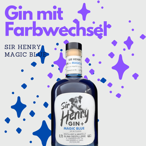 Sir Henry Gin | Magic Blue | 0,7 L - Der Gin mit Farbwechsel